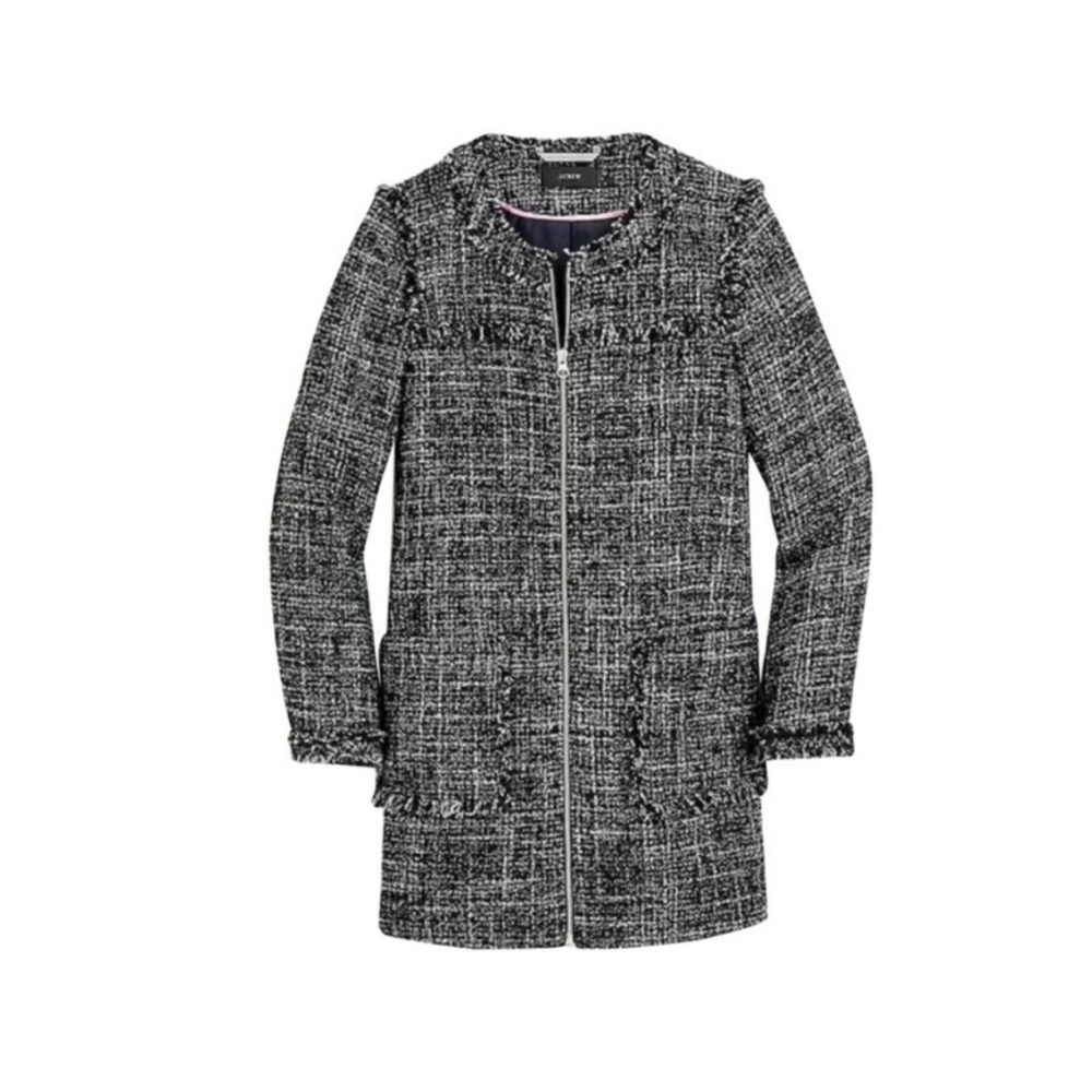 NWT J.CREW Size 4 Women's Tweed swing coat in RAVEN BLACK Style H8294 $198